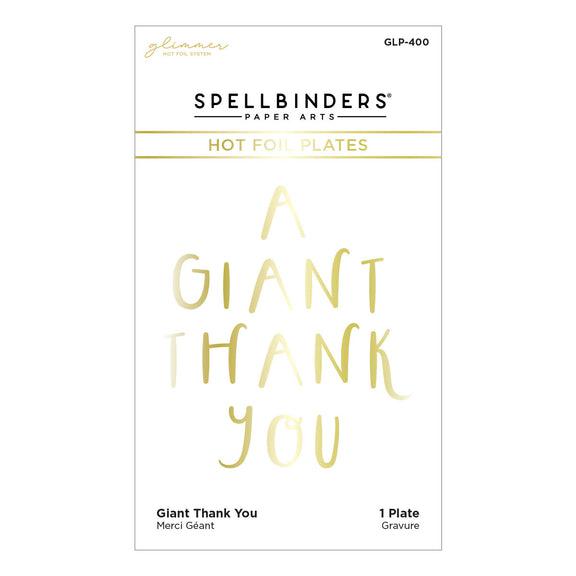 Spellbinders - Glimmer Cardfront Sentiments Collection - Glimmer Hot Foil Plate - Giant Thank You-ScrapbookPal