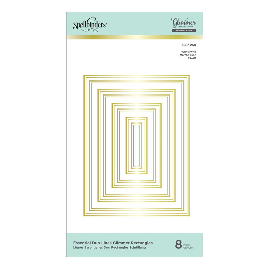 Spellbinders - Glimmer Hot Foil Plate - Essential Duo Lines Glimmer Rectangles-ScrapbookPal