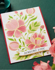 Spellbinders - Glimmering Flowers Collection - Hot Foil Plate & Stencils - Glimmering Peonies-ScrapbookPal
