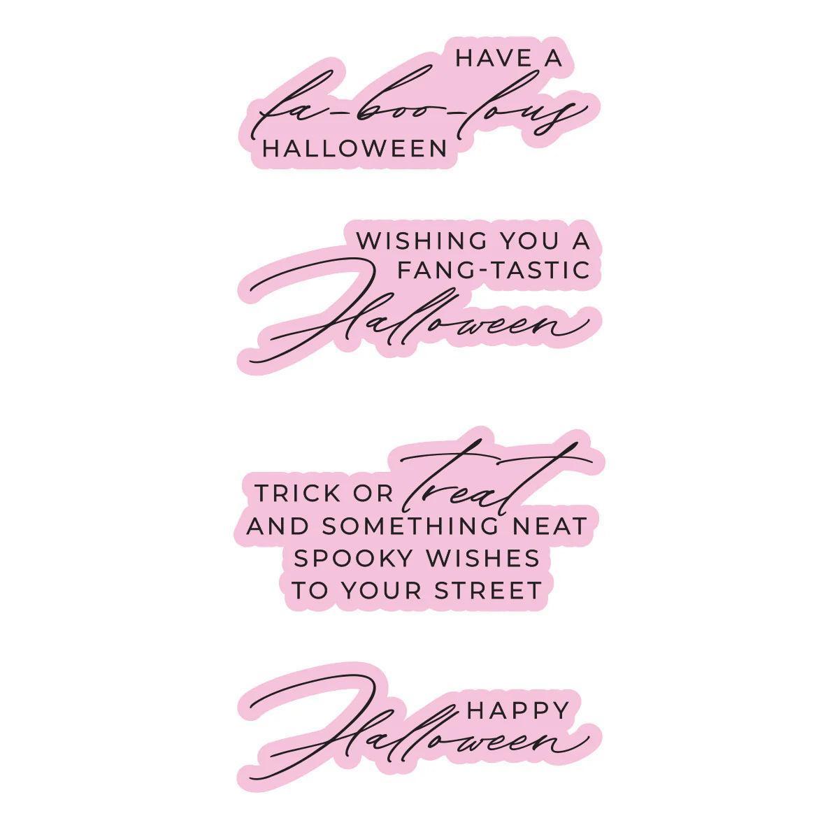 Spellbinders - Halloween City Holiday Collection - Letterpress + Foil Plate &amp; Dies - Happy Halloween Sentiments-ScrapbookPal