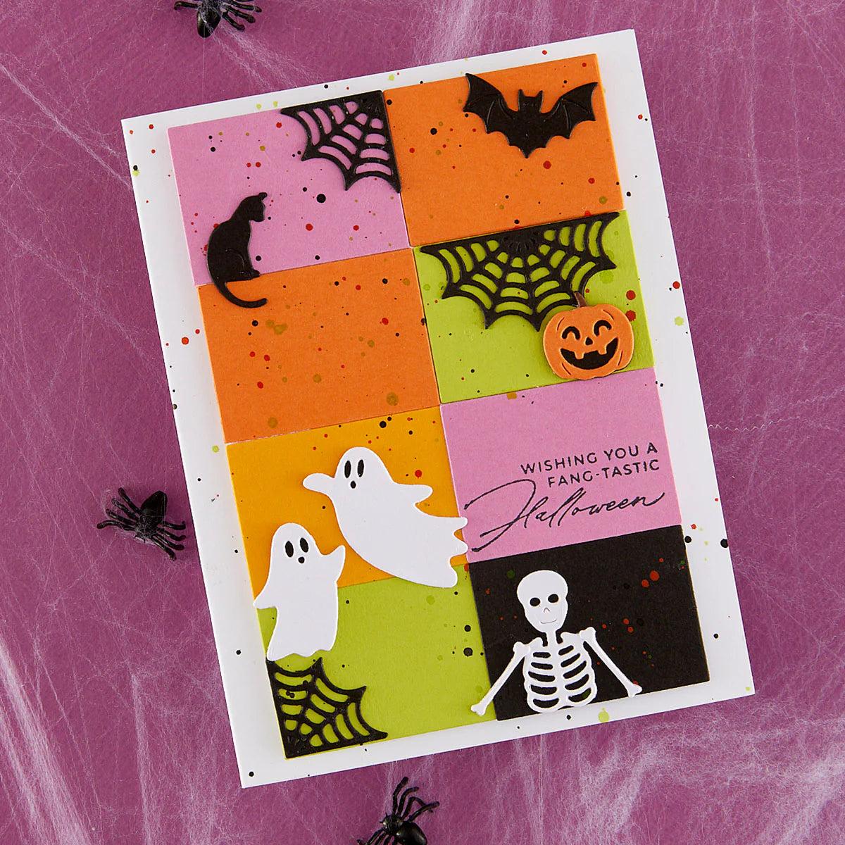 Spellbinders - Halloween City Holiday Collection - Letterpress + Foil Plate &amp; Dies - Happy Halloween Sentiments-ScrapbookPal