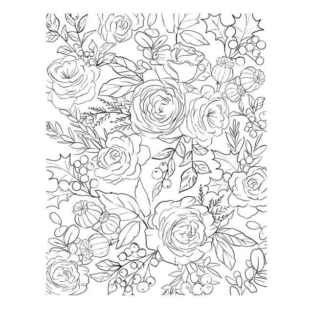 Spellbinders - Handmade Holidays Collection - Press Plates - Winter Rose Background-ScrapbookPal