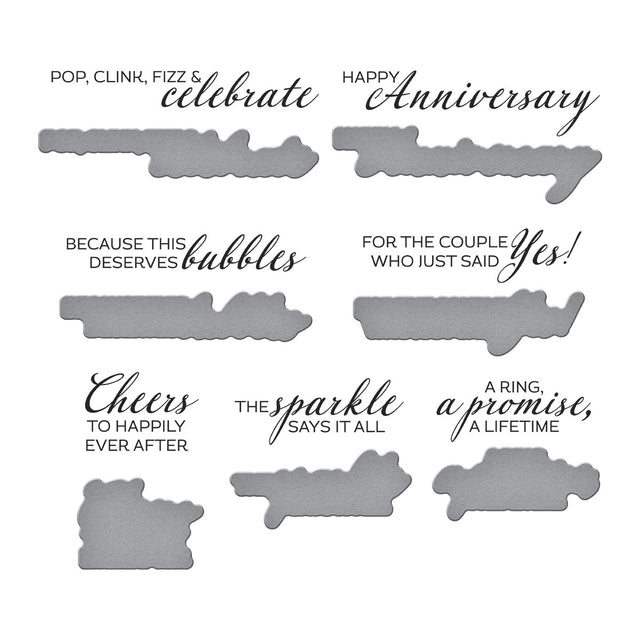 Spellbinders - Happier Hour Collection - Press Plate & Dies - A Special Toast Sentiments-ScrapbookPal
