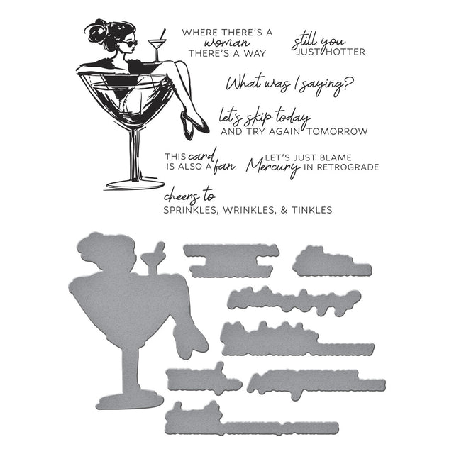 Spellbinders - Happier Hour Collection - Press Plate & Dies - Martini Mood-ScrapbookPal