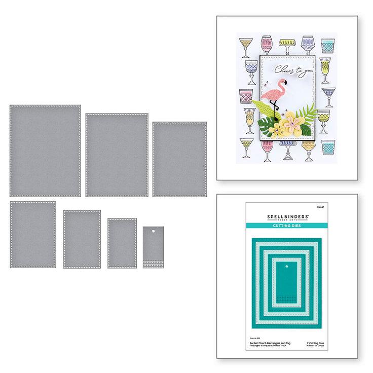 Spellbinders - Happy Hour Collection - Dies - Perfect Touch Rectangles and Tag-ScrapbookPal