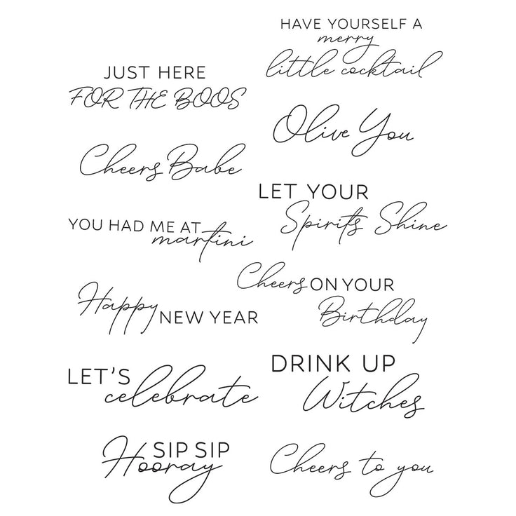 Spellbinders - Happy Hour Collection - Press Plates & Dies - Cheers Sentiments-ScrapbookPal