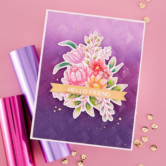 Spellbinders - Hexi-Gems Collection - Glimmer Hot Foil Plate &amp; Die Set - Hexi-Gem Blooms-ScrapbookPal