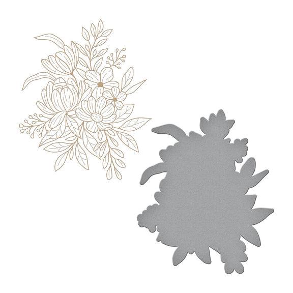 Spellbinders - Hexi-Gems Collection - Glimmer Hot Foil Plate &amp; Die Set - Hexi-Gem Blooms-ScrapbookPal