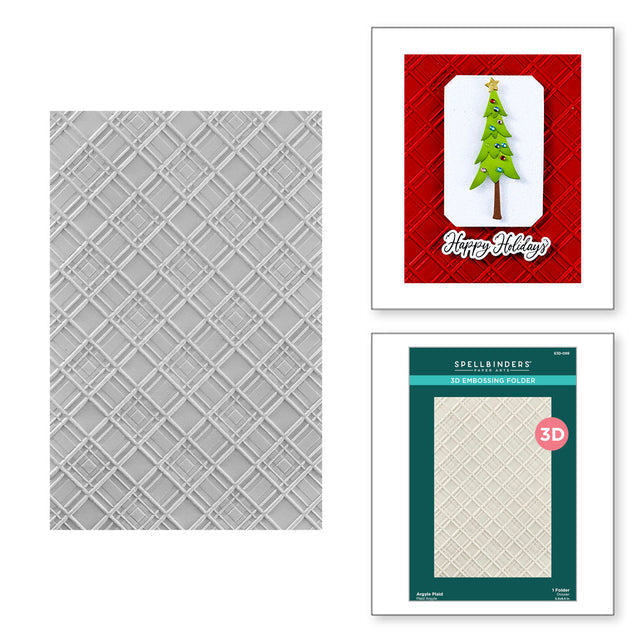 Spellbinders - Home for the Holidays Collection - 3D Embossing Folder - Argyle Plaid-ScrapbookPal