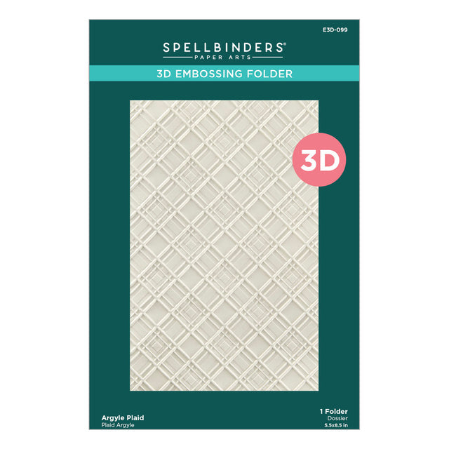 Spellbinders - Home for the Holidays Collection - 3D Embossing Folder - Argyle Plaid-ScrapbookPal