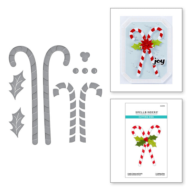 Spellbinders - Home for the Holidays Collection - Dies - Candy Canes and Holly-ScrapbookPal