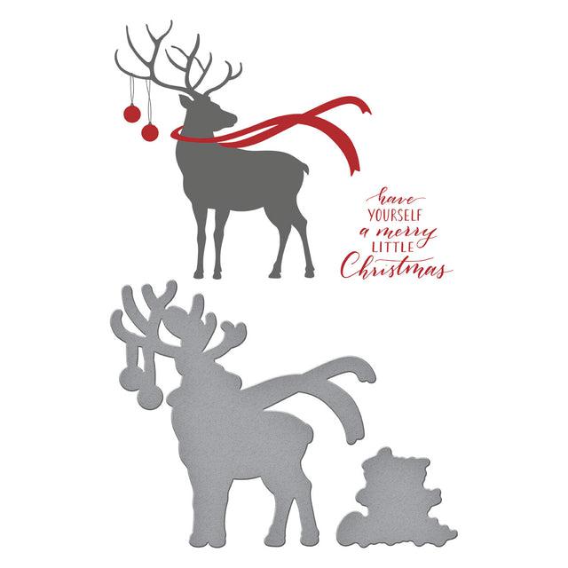 Spellbinders - Home for the Holidays Collection - Registration Press Plates &amp; Dies - Dashing Reindeer-ScrapbookPal