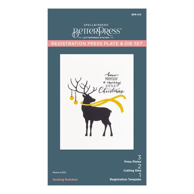 Spellbinders - Home for the Holidays Collection - Registration Press Plates &amp; Dies - Dashing Reindeer-ScrapbookPal