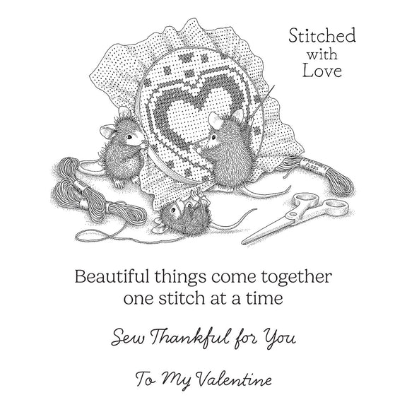 Spellbinders - House-Mouse Heart and Soul Collection - Cling Stamps - Stitched with Love-ScrapbookPal