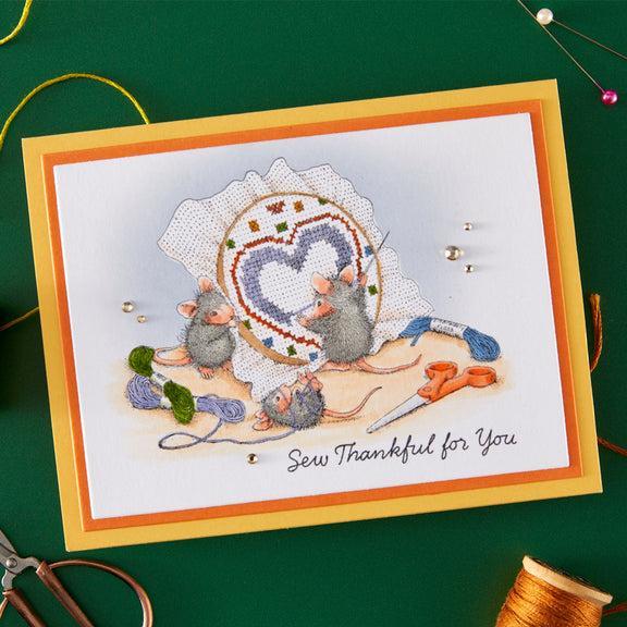 Spellbinders - House-Mouse Heart and Soul Collection - Cling Stamps - Stitched with Love-ScrapbookPal