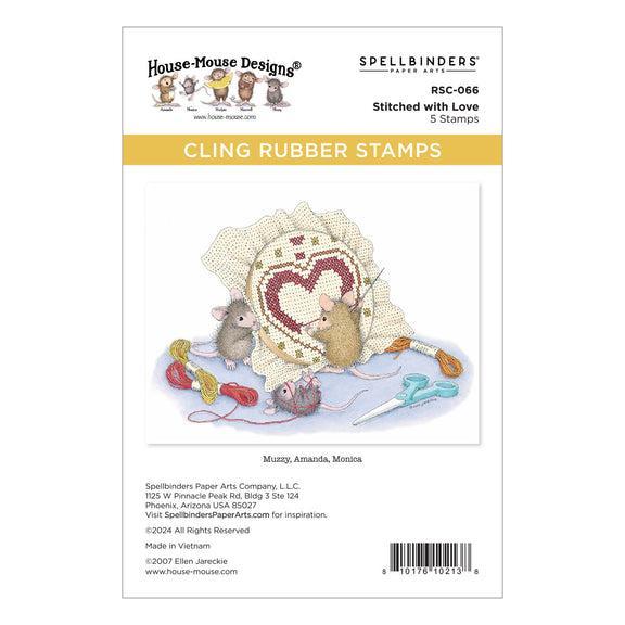 Spellbinders - House-Mouse Heart and Soul Collection - Cling Stamps - Stitched with Love-ScrapbookPal
