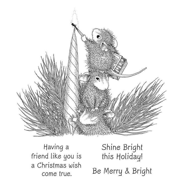 Spellbinders - House-Mouse Holiday Friends Collection - Cling Stamps - Holiday Glow-ScrapbookPal