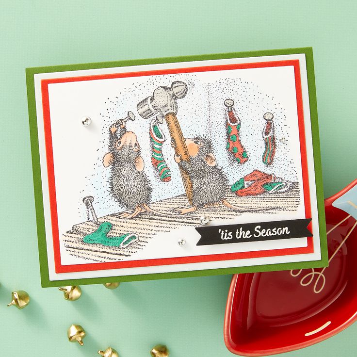 Spellbinders - House-Mouse Holiday Friends Collection - Cling Stamps - Merry Little Christmas-ScrapbookPal