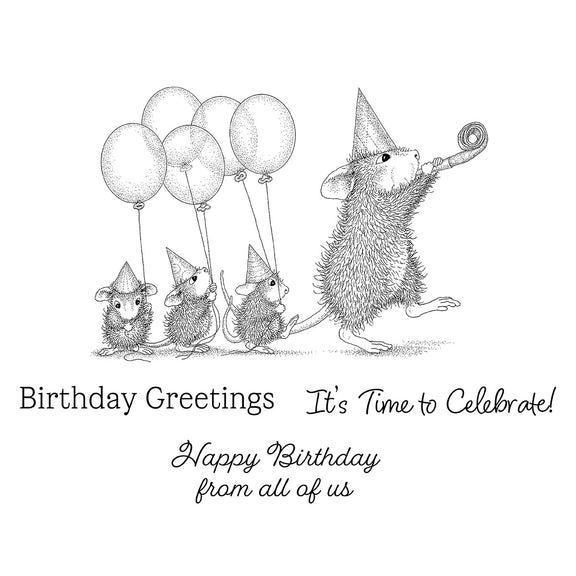 Spellbinders - House-Mouse Party Parade Collection - Cling Stamps - Party Parade-ScrapbookPal