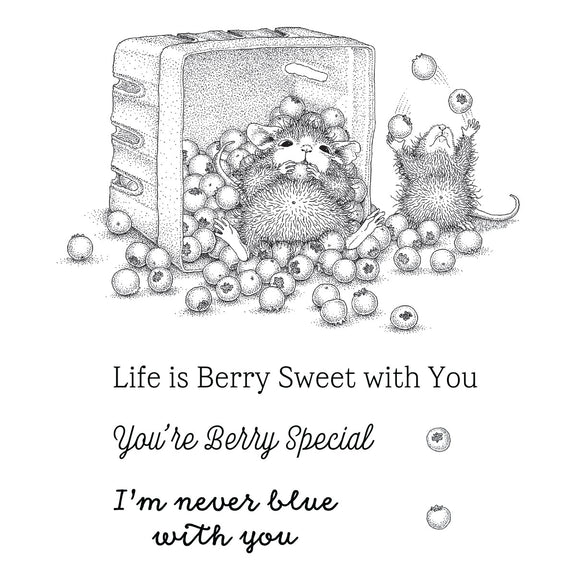 Spellbinders - House-Mouse Sunflower Walk Collection - Cling Stamps - Blueberry Buddies-ScrapbookPal