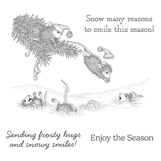 Spellbinders - House-Mouse Tree-mendous Christmas Collection - Cling Stamps - Snowy Smiles-ScrapbookPal
