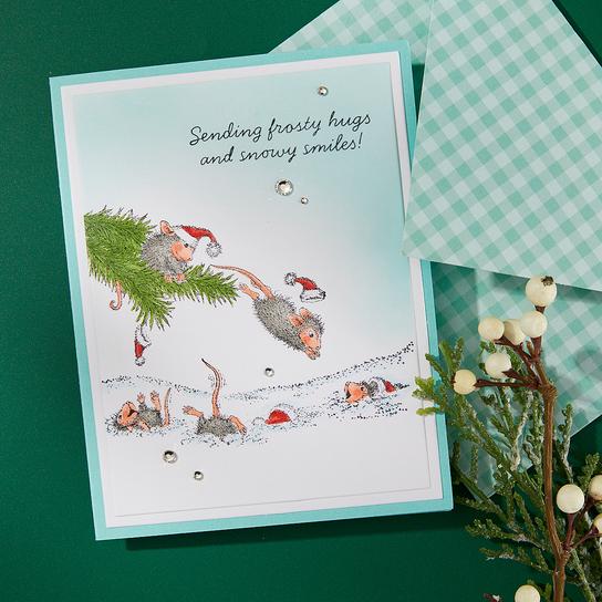 Spellbinders - House-Mouse Tree-mendous Christmas Collection - Cling Stamps - Snowy Smiles-ScrapbookPal