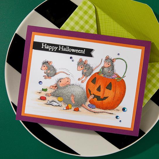 Spellbinders - House-Mouse Tree-mendous Christmas Collection - Cling Stamps - Trick or Treat!-ScrapbookPal