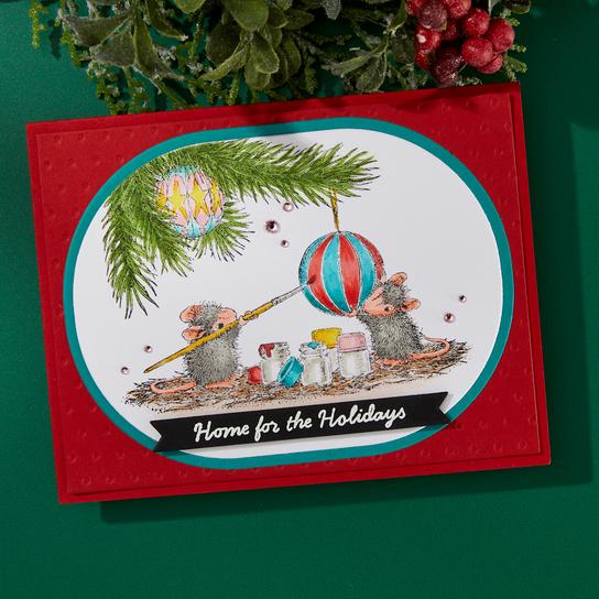 Spellbinders - House-Mouse Tree-mendous Christmas Collection - Cling Stamps - Unwrapping Memories-ScrapbookPal