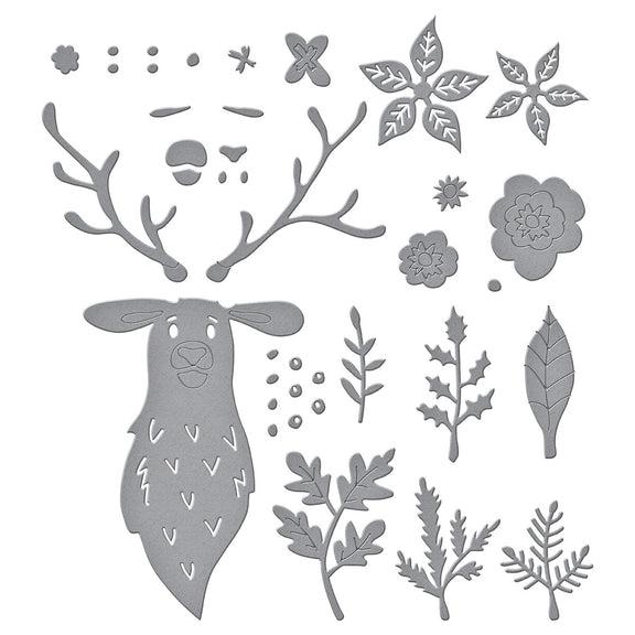 Spellbinders - Joyful Christmas Collection - Dies - Floral Stag-ScrapbookPal