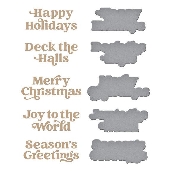 Spellbinders - Joyful Christmas Collection - Glimmer Hot Foil Plate &amp; Die Set - Joyful Christmas Sentiments-ScrapbookPal