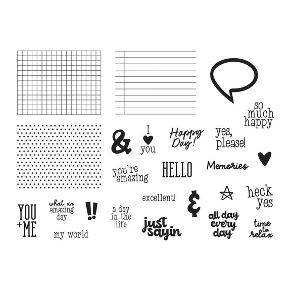 Spellbinders - Just Sayin' Collection - Clear Stamps - Speech Bubbles Sentiments-ScrapbookPal