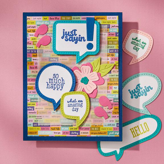 Spellbinders - Just Sayin&#39; Collection - Clear Stamps - Speech Bubbles Sentiments-ScrapbookPal