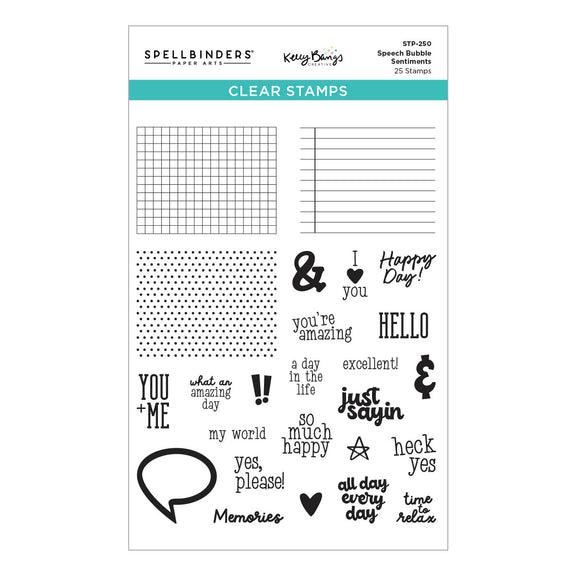 Spellbinders - Just Sayin&#39; Collection - Clear Stamps - Speech Bubbles Sentiments-ScrapbookPal