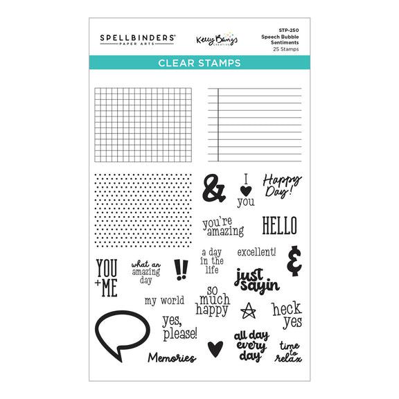 Spellbinders - Just Sayin' Collection - Clear Stamps - Speech Bubbles Sentiments-ScrapbookPal