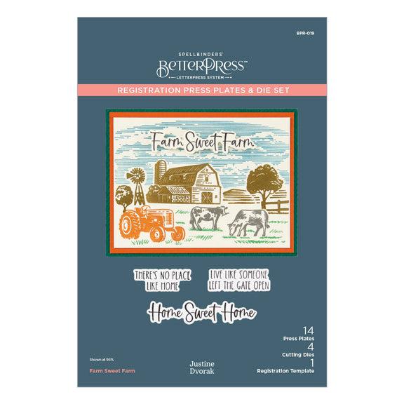 Spellbinders - Justine's Farm Collection - Registration Press Plates &amp; Dies - Farm Sweet Farm-ScrapbookPal
