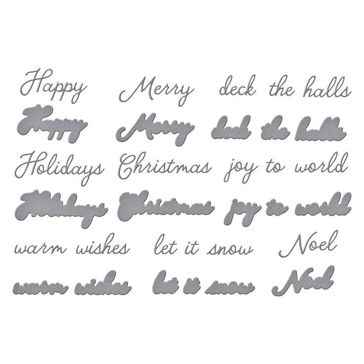 Spellbinders - Let It Snow Collection - Dies - Handwritten Holiday Sentiments-ScrapbookPal