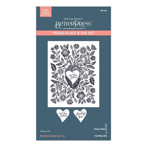 Spellbinders - Love on the Rocks Collection - Press Plates &amp; Dies - My Heart Beats for You-ScrapbookPal