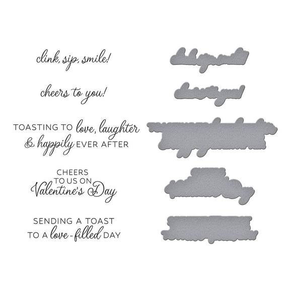 Spellbinders - Love on the Rocks Collection - Press Plates &amp; Dies - Valentine Happy Hour Sentiments-ScrapbookPal