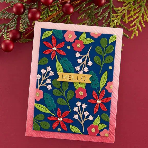 Spellbinders - Merry &amp; Bright Collection - Dies - Petite Blooms and Sentiments-ScrapbookPal