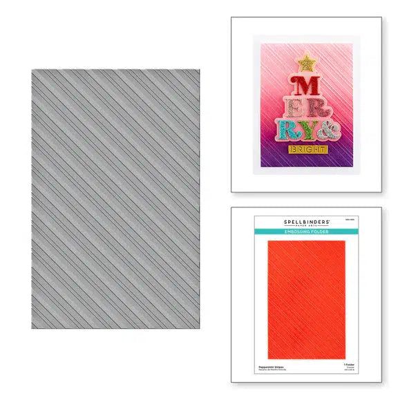Spellbinders - Merry &amp; Bright Collection - Embossing Folder - Peppermint Stripes-ScrapbookPal