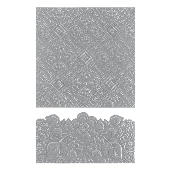 Spellbinders - Mirrored Arch Collection - 3D Embossing Folder - Luxe Backdrop and Border-ScrapbookPal