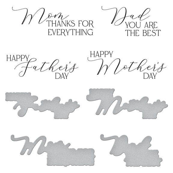 Spellbinders - Mirrored Arch Collection - Press Plate &amp; Dies - Mother&#39;s &amp; Father&#39;s Day Sentiments-ScrapbookPal