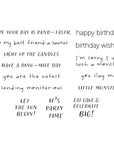 Spellbinders - Monster Birthday Collection - Clear Stamps - Monster Birthday Sentiments-ScrapbookPal