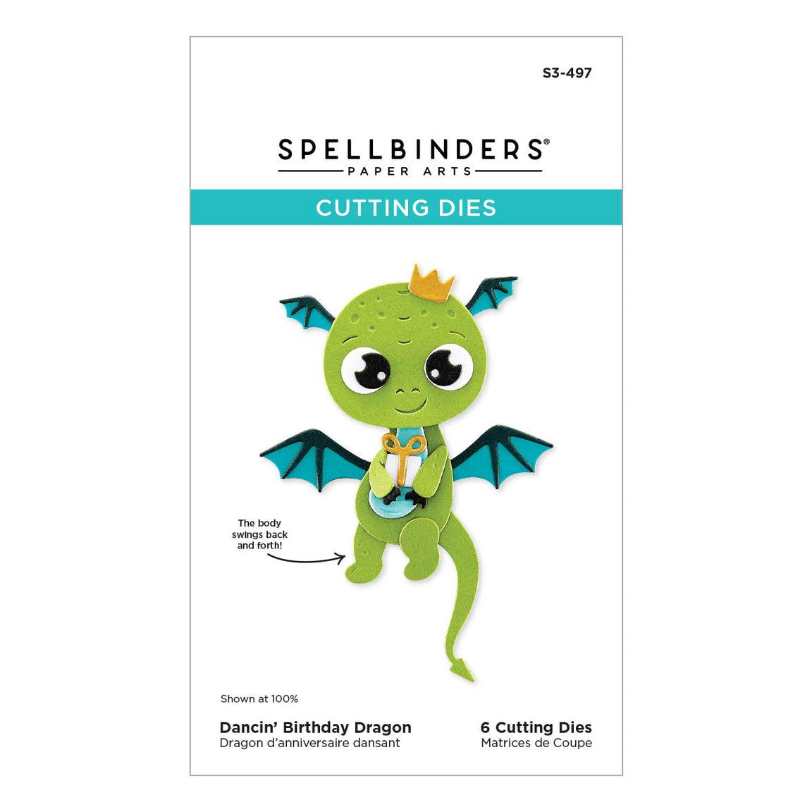 Spellbinders - Monster Birthday Collection - Dies - Dancin&#39; Birthday Dragon-ScrapbookPal