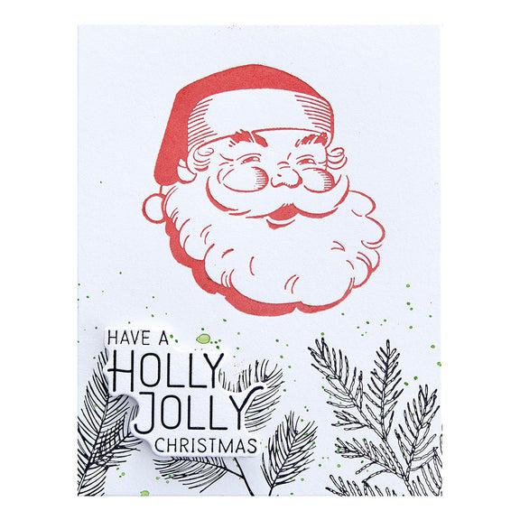 Spellbinders - More BetterPress Christmas Collection - Press Plate &amp; Dies - Holly Jolly Santa-ScrapbookPal