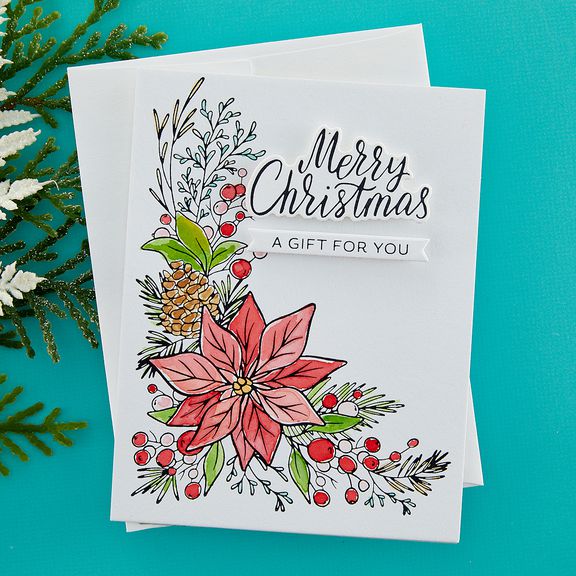 Spellbinders - More BetterPress Christmas Collection - Press Plate &amp; Dies - Poinsettia Corner-ScrapbookPal