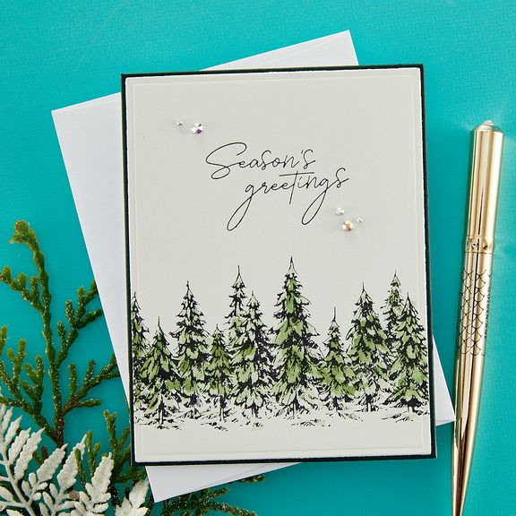 Spellbinders - More BetterPress Christmas Collection - Press Plate &amp; Dies - Seasons Greetings Evergreens-ScrapbookPal