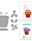 Spellbinders - Nature's Botanical Garden Collection - Dies - Azalea and Garden Pot with Ladybugs-ScrapbookPal