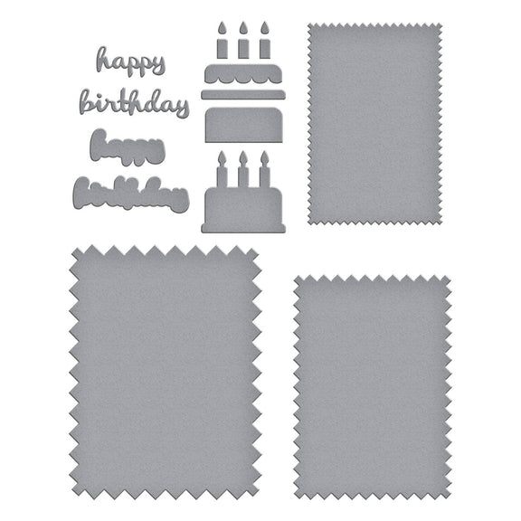 Spellbinders - Not Your Ordinary Card Collection - Dies - Pinking Birthday Rectangles-ScrapbookPal