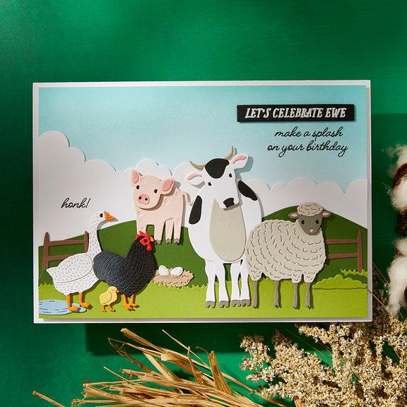 Spellbinders - On the Farm Collection - Clear Stamp & Dies - Counting Sheep-ScrapbookPal